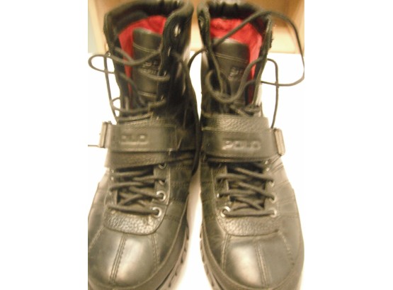 Men's Black Leather Ralph Lauren Polo Boots