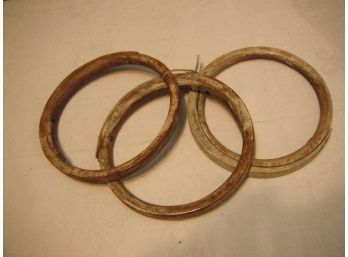Set Of 3 Vintage Wood Sailing Mast Hoop Rings