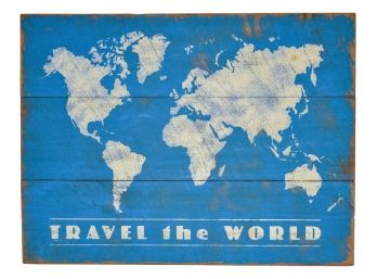 Seven Anchor Designs Wooden Stained Travel The World Map Wall Art