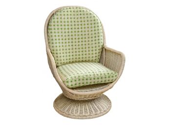 Vintage Swivel Wicker Nest Chair With Custom Cushions