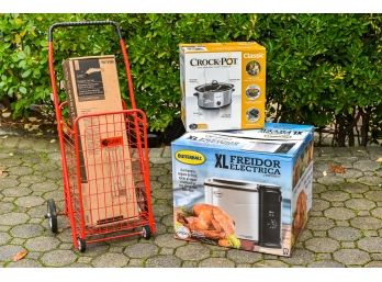 Masterbuilt XL Butterball Indoor Electric Turkey Fryer, Sealed Crock Pot, Fireplace Tool Set + Shopping Cart