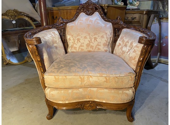 Beautiful Carved Wood Frame Parlor Chair