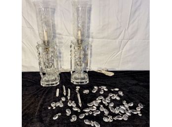 Two Crystal Electric Hurricane Lamps