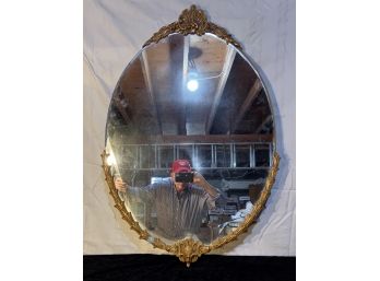 Molded Frame Beveled Glass Oval Wall Mirror