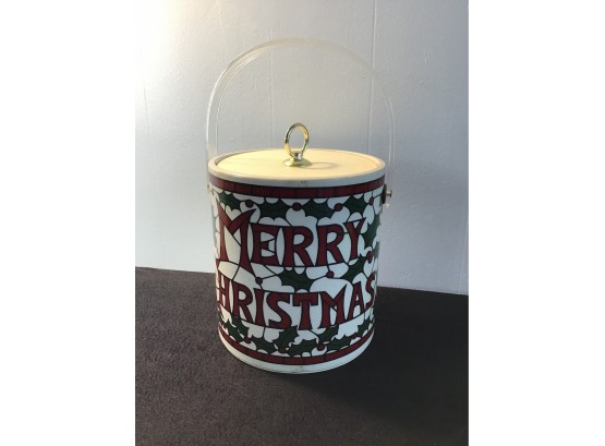 Vintage Merry Christmas Ice Bucket