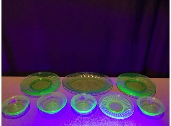 Uranium Glass Plates And Bowls