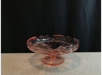 Large Pink Depression Glass Stemmed Dish