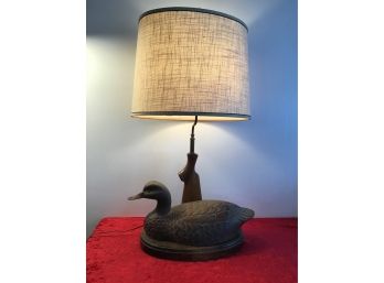 Huge Carved Wood Duck Lamp