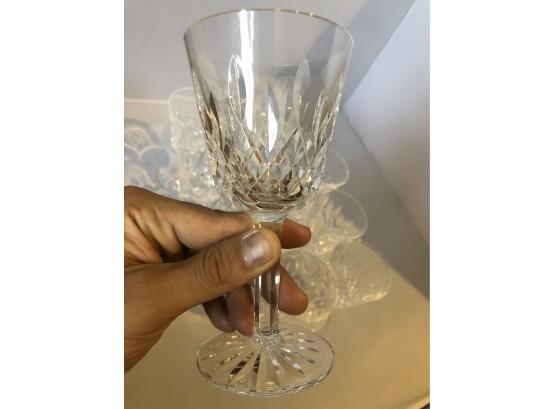 12 + 2 Waterford Crystal Lismore Stemware -12 Claret Wine Glasses 5 3/4' Tall & 2 Cordial Glasses 5 3/4' Tall