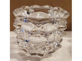 Tiffany & Co. Clear Crystal Votive Candle Holder -Lovely Layered Points Of The 'pinecone Pattern'.
