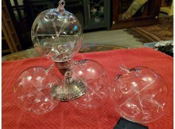 4 Hand Blown Rare-form Vintage Glass Test Tube Ornaments By Chemist Signed 'SMA 2003'