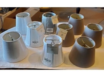 Lot Of 9 New 'chandelier' Sized Light Shades  By Marinette -with Saint Tropez Tags -5 Grey, & 4 White