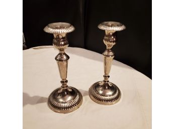 International Silver Co. Silver Plate Candlestick Holders - One Pair 8' Tall