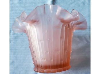 Pretty In PINK Hand-blown Glass Vase From Italy With Ruffled Top Edges