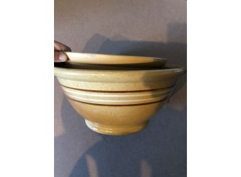 Large Set Of Vintage Stoneware Mixing Bowls