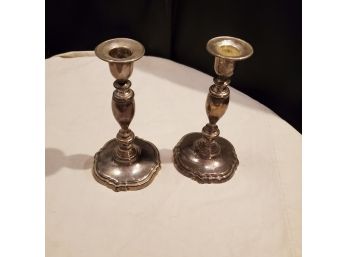 International Silver Co. Silver Plate Candlestick Holders - One Pair 7 1/4' Tall