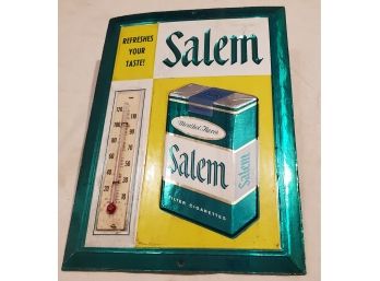 Vintage Salem Cigarettes Advertising Thermometer Sign - Green Foil Overlay