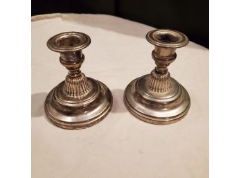 International Silver Co. Silver Plate Candlestick Holders - One Pair 4' Tall