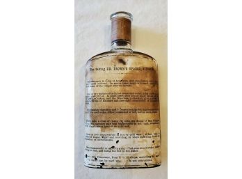 Antique Pharmaceutical Dr. Brown's Ginger Medicine -Remedy Glass Bottle -most Of Label Remains Ca 1870s