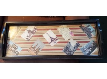Vintage French Post Card Wood Serving Tray
