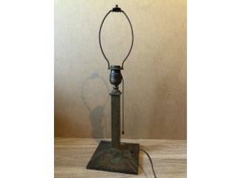 Antique Brass (bronze?) Bradley & Hubbard Lamp- With A  Center Pillar / Federal Candlestick Style Lamp Post