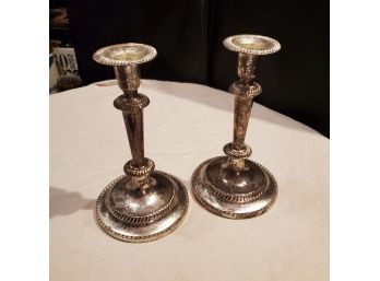International Silver Co. Silver Plate Candlestick Holders - One Pair 7 1/2' Tall