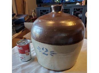 Stunning - Antique Stoneware Pottery - Brown & Cream Handled 2 -gallon Beehive Jug