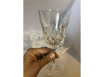 Set Of 9 Waterford Crystal Lismore Stemware - Water Glasses  6 7/8' Tall