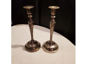 International Silver Co. Silver Plate Candlestick Holders - One Pair 9 3/4' Tall
