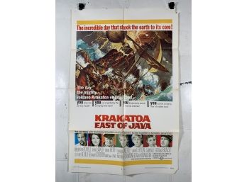Vintage Folded One Sheet Movie Poster Krakatoa East Of Java 1969