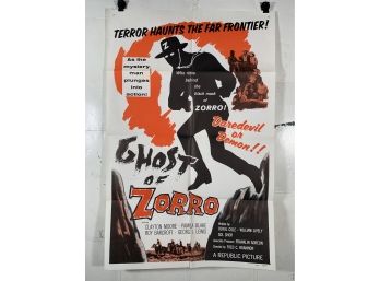 Vintage Folded One Sheet Movie Poster The Ghost Of Zorro 1959