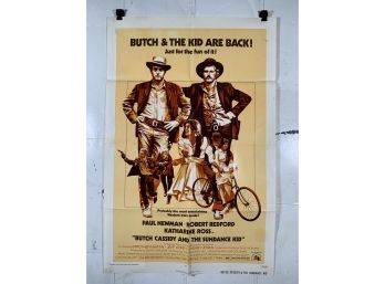 Vintage Folded One Sheet Movie Poster Butch Cassidy And The Sundance Kid 1969
