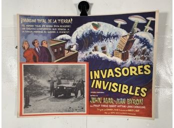 Vintage Movie Theater Lobby Card Invisible Invaders 1959