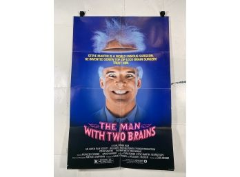 Vintage Folded One Sheet Movie Poster The Man With Two Brains 1983