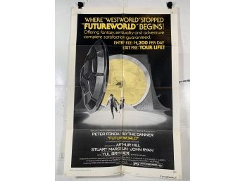 Vintage Folded One Sheet Movie Poster Futureworld 1976 Style B