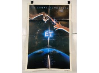 Vintage Folded One Sheet Movie Poster E.T. 1982