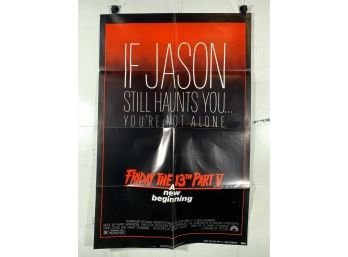 Vintage Folded One Sheet Movie Poster Friday The 13th Part V
