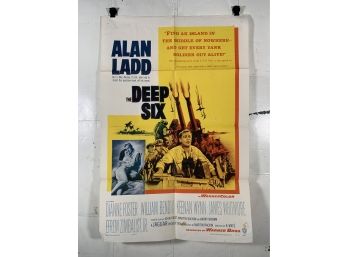 Vintage Folded One Sheet Movie Poster The Deep Six 1958