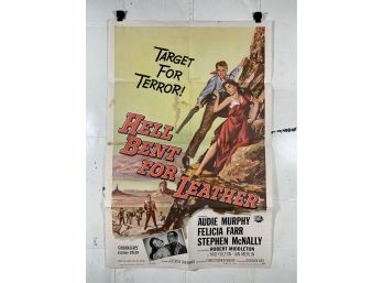 Vintage Folded One Sheet Movie Poster Hell Bent For Leather 1960