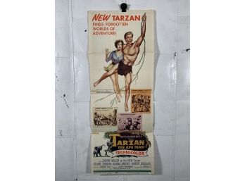 Vintage Folded One Sheet Movie Poster Tarzan The Ape Man 1959