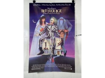 Vintage Folded One Sheet Movie Poster Beetlejuice 1988