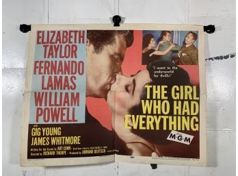 Vintage Folded One Sheet Movie Poster The Girl Who Had Everything 1953