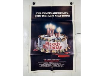 Vintage Folded One Sheet Movie Poster Bloody Birthday 1981