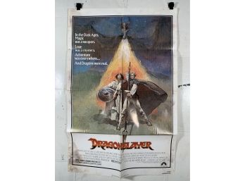Vintage Folded One Sheet Movie Poster Dragonslayer 1981