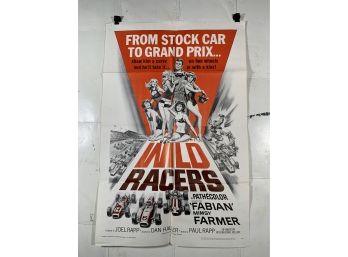 Vintage Folded One Sheet Movie Poster Wild Racers 1968