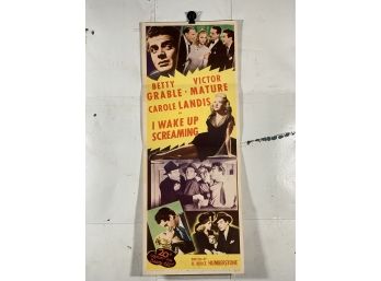 Vintage Folded One Sheet Movie Poster I Wake Up Screaming 1948