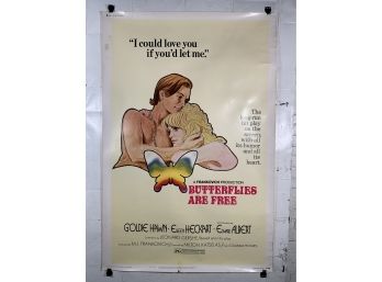 Vintage Large One Sheet Rolled Movie Poster  Butterflies Are Free 19720