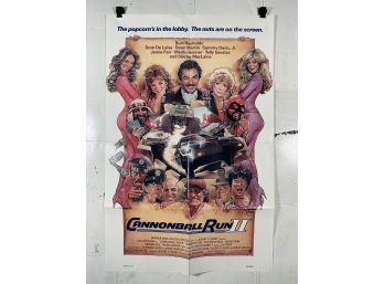 Vintage Folded One Sheet Movie Poster Cannonball Run II 1984