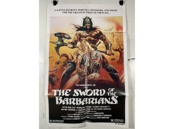 Vintage Folded One Sheet Movie Poster The Sword Of The Barbarians 1983