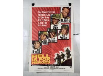 Vintage Folded One Sheet Movie Poster Hell Is For Heroes 1961